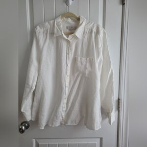 LOFT White Linen Shirt Plus Size XXL